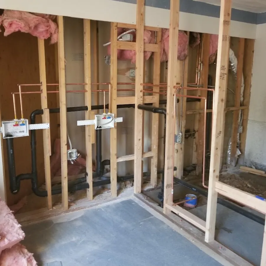 Copper pipe rough-in and plumbing installation in Antrim